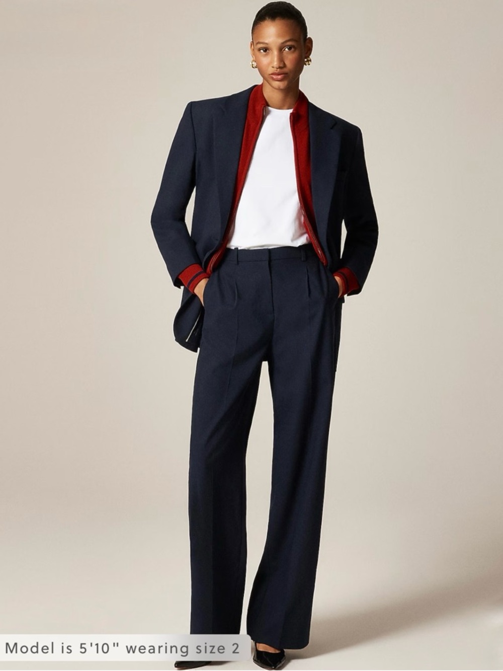 NWT J. Crew Essential Wide-leg Pant Italian Studio Wool Blend Navy Blue